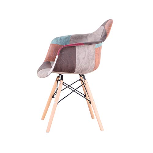 GrandCA HOME Pack de 2 sillas,sillas de Comedor Patchwork Tela de Lino Butaca, Silla de salón, sillas de recepción, Silla de Cocina (marrón-2)