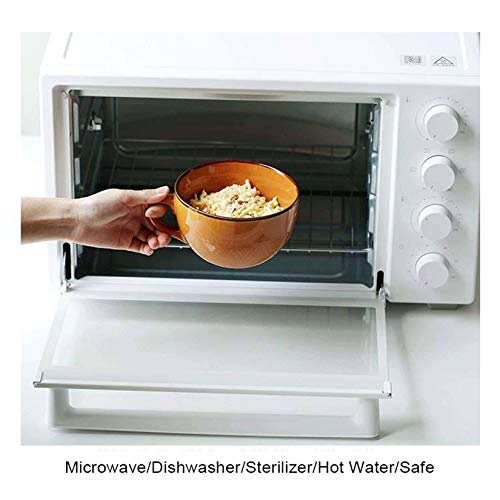 Grande Tazones De Sopa De Cerámica, Taza De Café Tazas De Sopa Con Tapa Y Asa Cuenco De Ensalada Para Cereal Leche Postre Avena Tazón De Ramen, Microondas-D-700ml/23.6oz