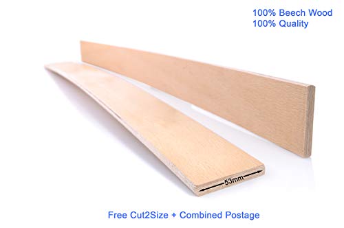 Green Design Lote de 3 láminas de 53 mm de ancho de madera de haya de repuesto para cama de 3 láminas curvadas, de doble grado A (900 mm de largo)
