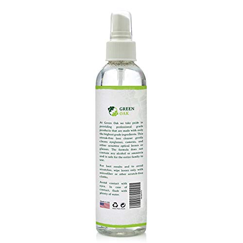 Green Oak Spray limpiador de lentes para lentes, cámaras y otras lentes: limpia suavemente las bacterias, huellas dactilares, polvo, aceite Pack de 4
