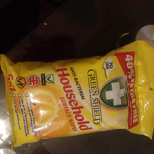 GREENSHIELD ANTIBAC Toallitas de superficie para el hogar, paquetes de 70 toallitas cada paquete contiene 70 (3 paquetes)