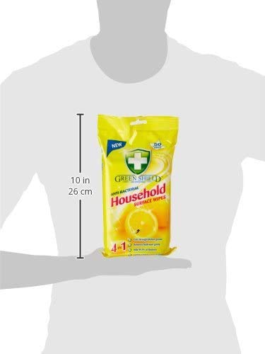 Greenshield Toallitas Desinfectantes para Manos y Superficies, Elimina El 99,9% de Bacterias y Virus, Antivirales, Amarillo, 50 Unidades