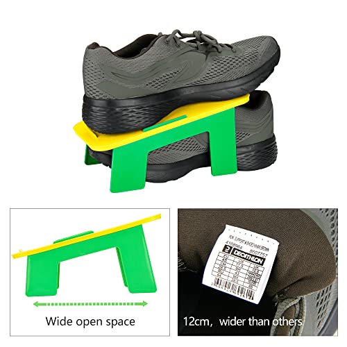 GREFIC 10pcs Organizador armario zapateros baratos, zapatero ancho desmontable,apto para todo tipo de zapatos, Ahorre 50% de espacio zapateros modernos fuerte robusto 5 amarillo 5 verde