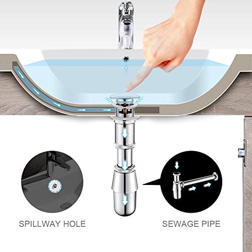 GRIFEMA G104 Click-Clack - Desagüe Universal, Válvula para Lavabo, Crome, Plata, S [Exclusivo en Amazon]