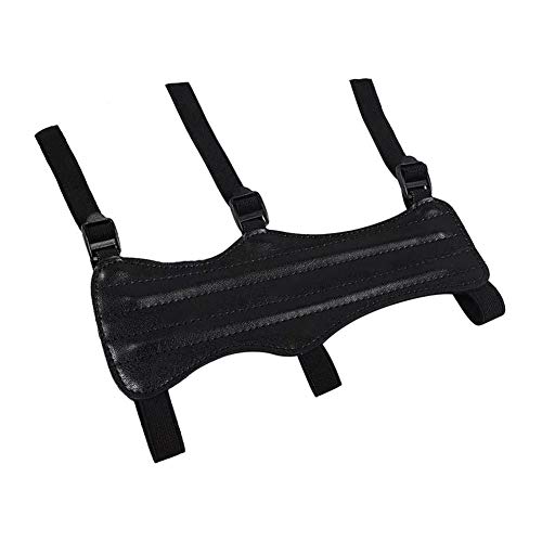 Grneric Protector de Brazo de Tiro de Arco Ajustables Pestaña de Dedo con Arco Protector de Antebrazo con 3 Correas Elásticas para Tiro, Caza, Objetivo (Negro)