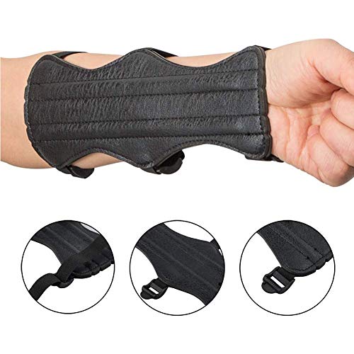 Grneric Protector de Brazo de Tiro de Arco Ajustables Pestaña de Dedo con Arco Protector de Antebrazo con 3 Correas Elásticas para Tiro, Caza, Objetivo (Negro)
