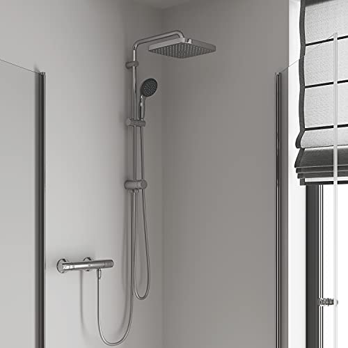 GROHE Vitalio Start System 250 Cube Sistema de ducha Flexible con inversor | Cromado | 26698000 | Ducha mural Eco mediante inversor con dos chorros | Teleducha 1 chorro