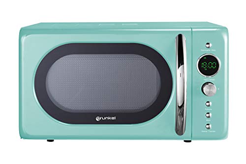 Grunkel - MW-DG V - Microondas digital de 20l de capacidad con diseño vintage y 6 niveles de potencia. Función de descongelación y temporizador de hasta 60 min - 700W - Azul