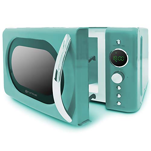 Grunkel - MW-DG V - Microondas digital de 20l de capacidad con diseño vintage y 6 niveles de potencia. Función de descongelación y temporizador de hasta 60 min - 700W - Azul
