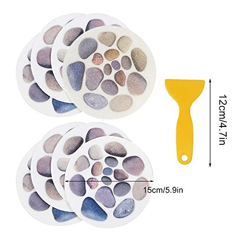 G/S Adhesivos para bañera Pegatinas Bañera Antideslizantes Adhesivo Ducha Antideslizante Fuerte para Cocina Accesorios baño hogar diámetro 15 cm Pegatina de patrón de Piedra (8 Piezas