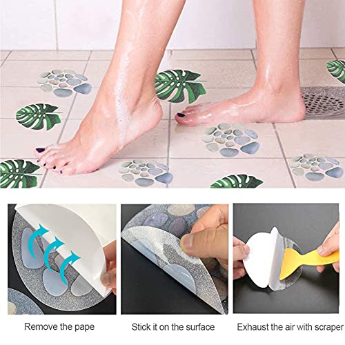 G/S Adhesivos para bañera Pegatinas Bañera Antideslizantes Adhesivo Ducha Antideslizante Fuerte para Cocina Accesorios baño hogar diámetro 15 cm Pegatina de patrón de Piedra (8 Piezas
