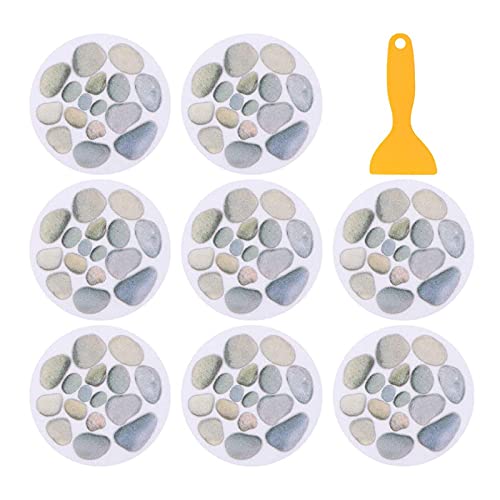 G/S Adhesivos para bañera Pegatinas Bañera Antideslizantes Adhesivo Ducha Antideslizante Fuerte para Cocina Accesorios baño hogar diámetro 15 cm Pegatina de patrón de Piedra (8 Piezas