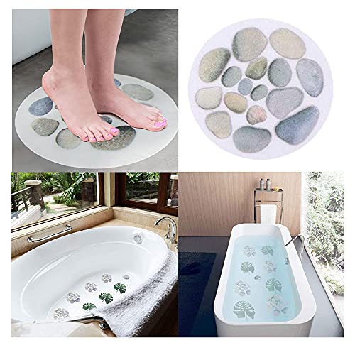 G/S Adhesivos para bañera Pegatinas Bañera Antideslizantes Adhesivo Ducha Antideslizante Fuerte para Cocina Accesorios baño hogar diámetro 15 cm Pegatina de patrón de Piedra (8 Piezas