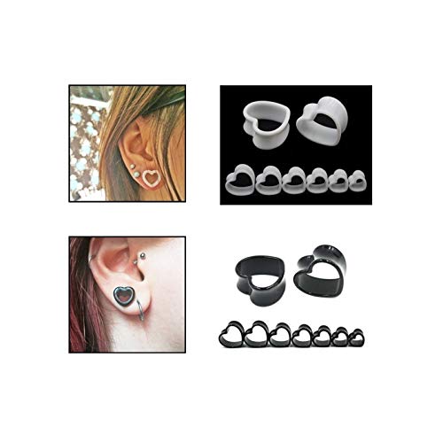 Gszpxf 2 Piezas de Oreja Piercing Pendiente Enchufes y túneles Camilla ampliador del oído Medidor de la joyería del Cuerpo Mujeres Accesorios (Color : Black, Size : 3mm)