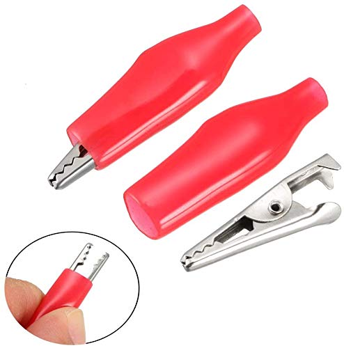 GTIWUNG 90Pcs 28/35/45mm Crocodile Clip, Pinzas de Clip de Cocodrilo con la cubierta de aislamiento protectora + 10Pcs Cocodrilo Cable Puente de Doble Final de 45cm