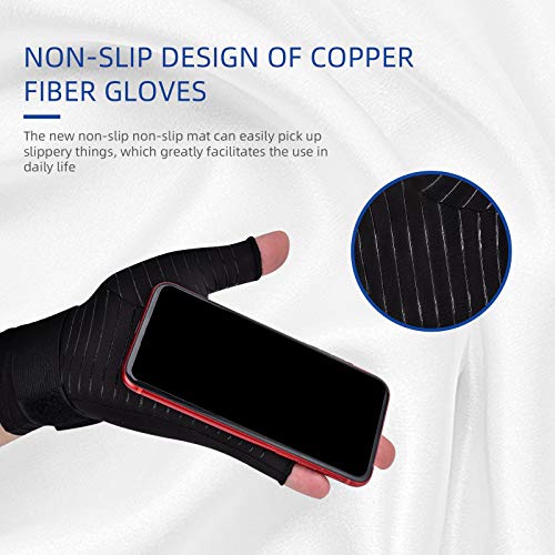 Guantes de artritis de cobre con soporte adicional para la muñeca, [contenido de cobre más alto] Guantes de compresión para artritis para hinchazón, RSI, tendinitis, alivio del dolor de manos L