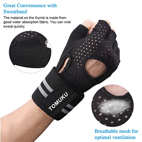 Guantes de gimnasio, guantes entrenamiento con soporte completo para la muñeca, protección de la palma, Guantes deportivos transpirables, ideales para levantamiento de pesas, flexiones (Nero, S)