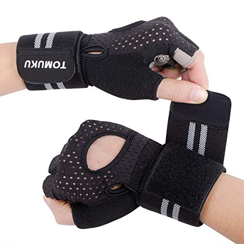 Guantes de gimnasio, guantes entrenamiento con soporte completo para la muñeca, protección de la palma, Guantes deportivos transpirables, ideales para levantamiento de pesas, flexiones (Nero, S)
