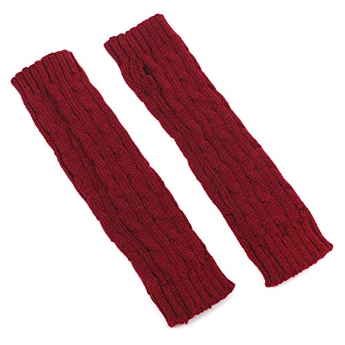Guantes de invierno de punto para mujeres de Tukistore, mitones de tejido fino, cálidos, calentadores de brazos