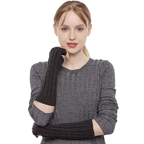 Guantes de invierno de punto para mujeres de Tukistore, mitones de tejido fino, cálidos, calentadores de brazos