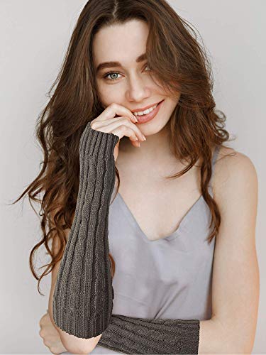 Guantes de invierno de punto para mujeres de Tukistore, mitones de tejido fino, cálidos, calentadores de brazos