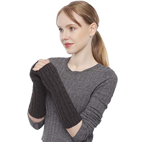 Guantes de invierno de punto para mujeres de Tukistore, mitones de tejido fino, cálidos, calentadores de brazos