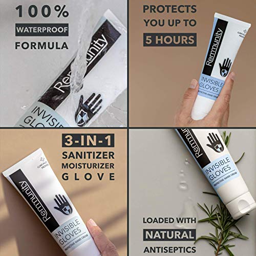 Guantes Invisibles Remmunity - Crema Protectora para Manos - Lucha Contra Virus, Bacterias y Gérmenes - Barrera Invisible Instantánea Clínicamente Probada con Antisépticos Naturales