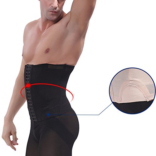 GUOCU Hombre Calzoncillos Bóxer con Faja Reductora Ropa Interior Moldeador Pantalones Adelgazante Suave Transpirable Shapewear Negro XL