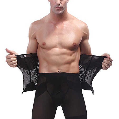 GUOCU Hombre Calzoncillos Bóxer con Faja Reductora Ropa Interior Moldeador Pantalones Adelgazante Suave Transpirable Shapewear Negro XL