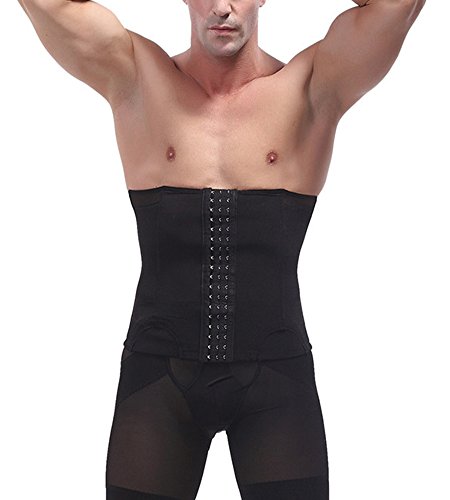 GUOCU Hombre Calzoncillos Bóxer con Faja Reductora Ropa Interior Moldeador Pantalones Adelgazante Suave Transpirable Shapewear Negro XL