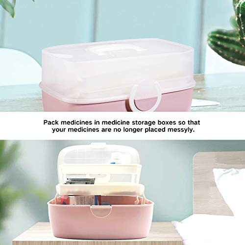 Gute Caja de Medicina para Almacenamiento Seguro de medicamentos,Organizador Plegable de 3 Capas,Caja de Almacenamiento de botiquines de Primeros Auxilios,al Aire Libre