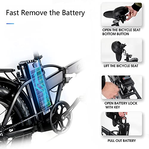 GW20 eléctrica Plegable, Bicicleta de montaña con Ruedas de 20 Pulgadas, Potente batería de Litio de 48V, Bicicleta eléctrica asistida (20Ah, Standard)