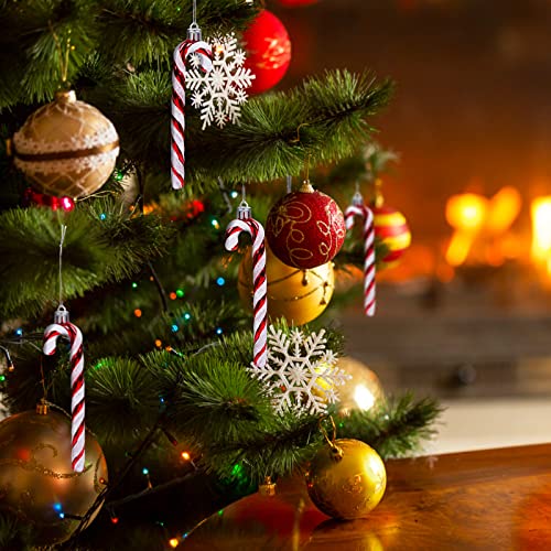 GWHOLE 12 x Bastones Caramelo de Navidad Candy Cane Decoraciones para Árbol de Navidad Colgante Chuches Original -Rojo y Blanco