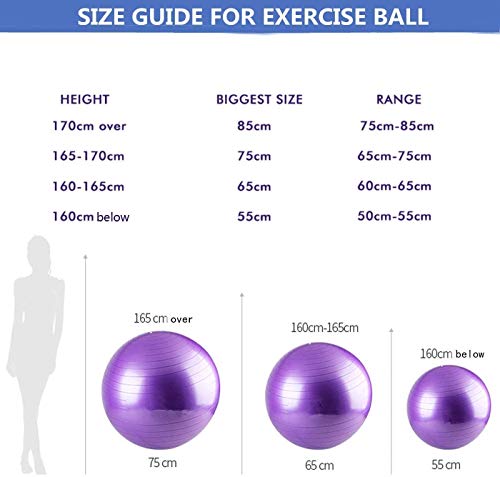 GYMBOPRO Fitness Pelota de Ejercicio - Bola Suiza con Bomba de Inflado,Bola de Yoga antirrebote y Antideslizante,Bola de Equilibrio para Gimnasio Pilates Gimnasio de Yoga (65 cm, Verde)