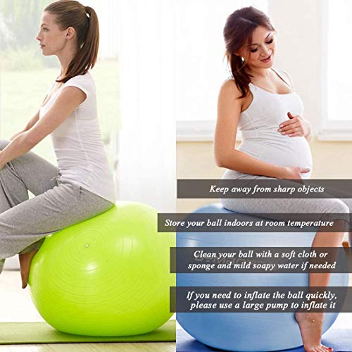 GYMBOPRO Fitness Pelota de Ejercicio - Bola Suiza con Bomba de Inflado,Bola de Yoga antirrebote y Antideslizante,Bola de Equilibrio para Gimnasio Pilates Gimnasio de Yoga (65 cm, Verde)
