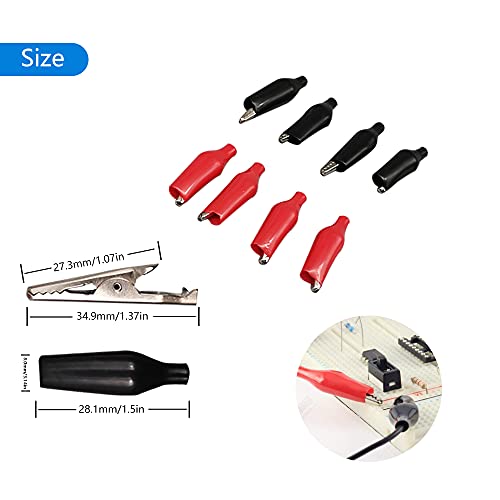 GZGXKJ 30 Piezas Negro Rojo Pinzas de Cocodrilo Metal de 35 mm con Cubierta Protectora de Man-go de Aislamiento Para Línea de Prueba Eléctrica de Cocodrilo
