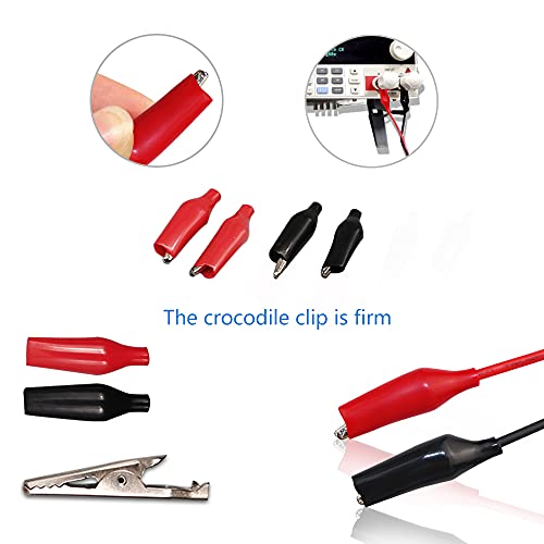 GZGXKJ 30 Piezas Negro Rojo Pinzas de Cocodrilo Metal de 35 mm con Cubierta Protectora de Man-go de Aislamiento Para Línea de Prueba Eléctrica de Cocodrilo
