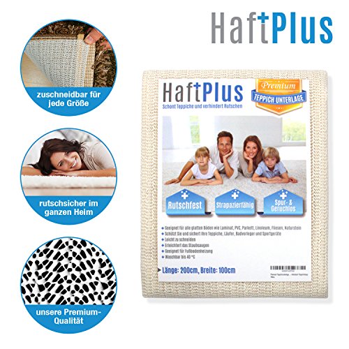 HaftPlus - base de alfombra, esterilla antideslizante - se adhiere sin pegarse, es antideslizante y se puede cortar a medida, tamaño 120 x 160 cm