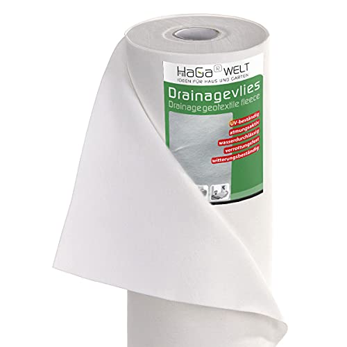 HaGa® Fieltro de drenaje de 2 x 10 m, 120 g/m², muy resistente, reutilizable varios años, resistente a la intemperie