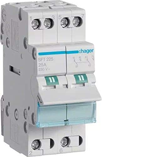 Hager SFT225 - Conmutador modular 2 polos 25a comun arriba i-0-ii