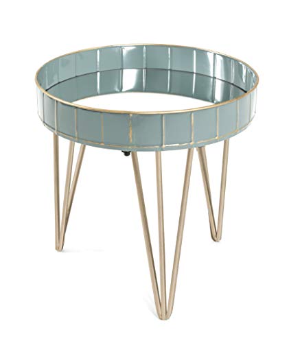 Haku Möbel Mesa Auxiliar, Tubo de Acero, Grau-Blau-Bronze, Ø: 41 x 40 cm