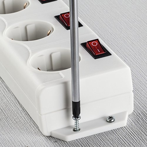 Hama Regleta de 4 enchufes conmutable Individualmente, Montaje en Pared, Distancia de enchufes Extragrande, Enchufe Giratorio 90 ° para colocación Recta, Cable de 1,4 m, Color Blanco