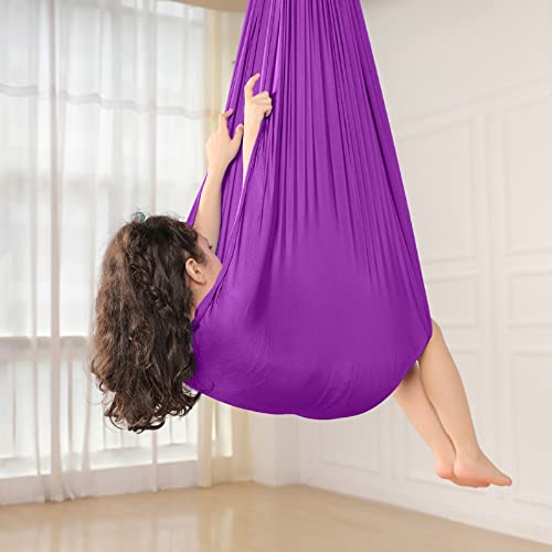 Hamaca Columpio Infantil, Columpio Interior Elástico Abrazar Hamaca Swing sensorial, Ideal para TDAH, Aspergers e integración sensorial y Terapia de Autismo (150 X 280CM, Púrpura)