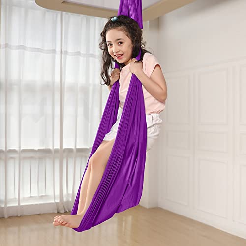 Hamaca Columpio Infantil, Columpio Interior Elástico Abrazar Hamaca Swing sensorial, Ideal para TDAH, Aspergers e integración sensorial y Terapia de Autismo (150 X 280CM, Púrpura)