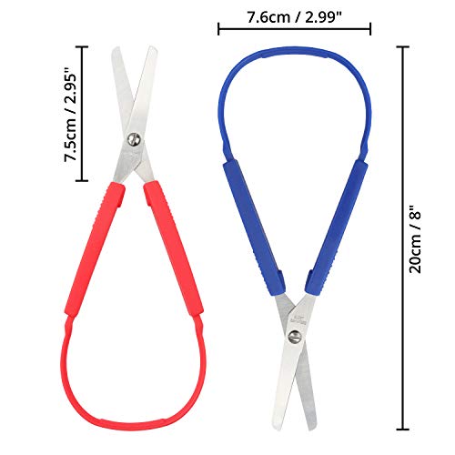 Handi Stitch Tijera Escolar 20 cm Tijeras Adaptadas Fácil Agarre con Bucle (Pack de 6) Tijeras Niños Zurdos y Diestros - Diseño Apretar para Manos Pequeñas y Necesidades Especiales - Niños y Adultos