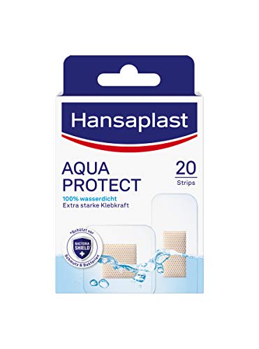 Hansaplast Aqua Protect Tiritas impermeables para heridas con adherencia extrafuerte, ideales para ducharse, nadar y bañarse, 20 unidades