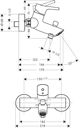 Hansgrohe 72400000 Talis S grifo de bañera visto, cromo