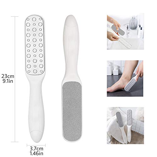 Hanyousheng Lima Pies Doble Cara Removedor de Córnea Escofina Callos Lima de Pies Premium de Corte Láser con Limpiador Pies de Acero Inoxidable para Spa y Pedicura Elimina las Pieles Muertas