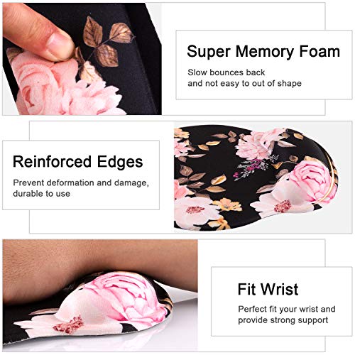 HAOCOO Reposamuñecas ergonómico para ratón con soporte para muñeca, alfombrilla para ratón, alivio del dolor para computadora, hogar, oficina, trabajo y juegos