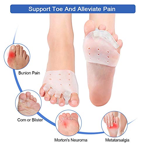 Haofy Separadores de dedos de Gel, Correctores de dedos del pie para Yoga, Baile, Caminar, Hallux Valgus Alivio del dolor con Almohadillas de Antepié, Corrector de Juanetes para Mujeres Hombres